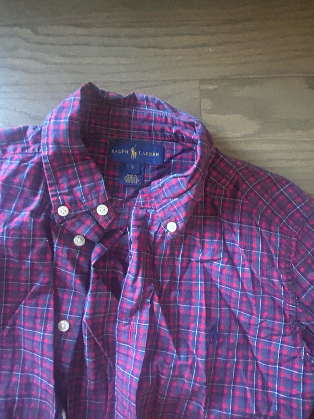 Ralph Lauren Navy and Red Plaid Button-Down Shirt